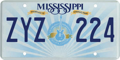 MS license plate ZYZ224