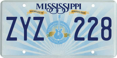 MS license plate ZYZ228