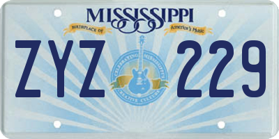 MS license plate ZYZ229