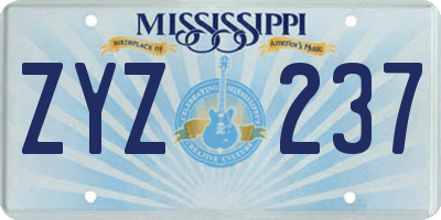 MS license plate ZYZ237