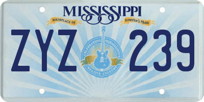 MS license plate ZYZ239