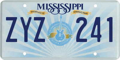 MS license plate ZYZ241