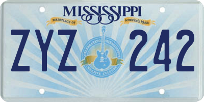 MS license plate ZYZ242