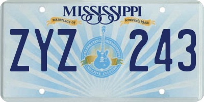 MS license plate ZYZ243