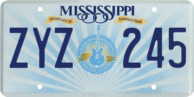 MS license plate ZYZ245