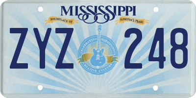 MS license plate ZYZ248