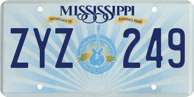 MS license plate ZYZ249