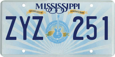 MS license plate ZYZ251