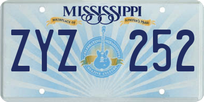 MS license plate ZYZ252