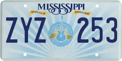 MS license plate ZYZ253