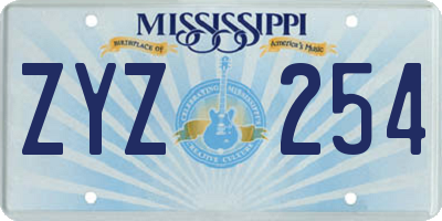 MS license plate ZYZ254