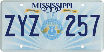 MS license plate ZYZ257