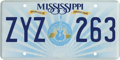 MS license plate ZYZ263