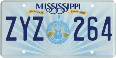 MS license plate ZYZ264