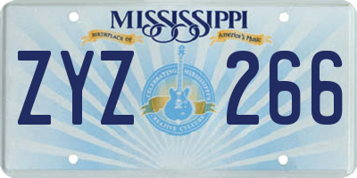 MS license plate ZYZ266