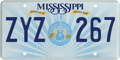 MS license plate ZYZ267