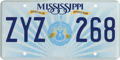 MS license plate ZYZ268