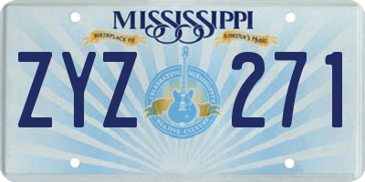 MS license plate ZYZ271