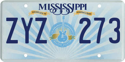 MS license plate ZYZ273