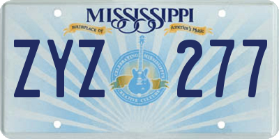 MS license plate ZYZ277