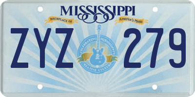 MS license plate ZYZ279