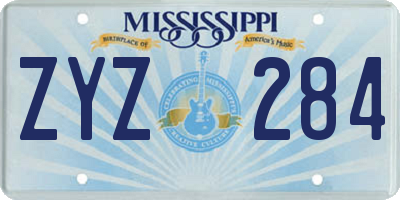 MS license plate ZYZ284