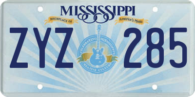 MS license plate ZYZ285