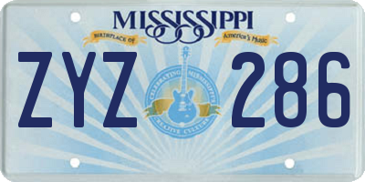 MS license plate ZYZ286
