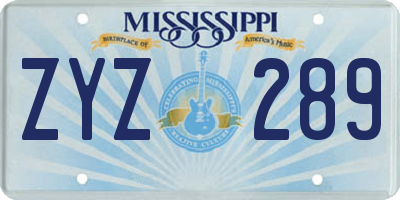MS license plate ZYZ289