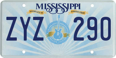MS license plate ZYZ290