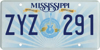 MS license plate ZYZ291