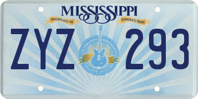 MS license plate ZYZ293