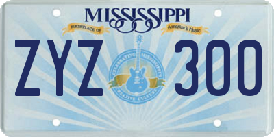 MS license plate ZYZ300