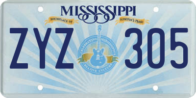 MS license plate ZYZ305