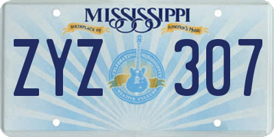 MS license plate ZYZ307