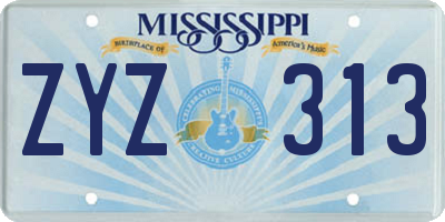 MS license plate ZYZ313