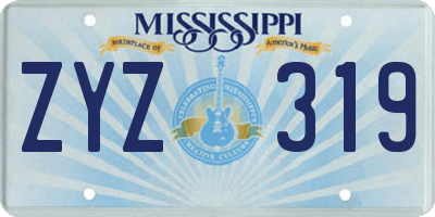 MS license plate ZYZ319