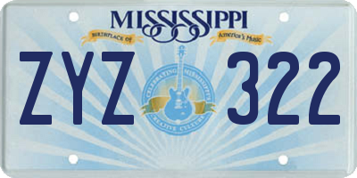 MS license plate ZYZ322