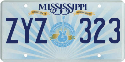 MS license plate ZYZ323