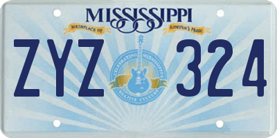 MS license plate ZYZ324