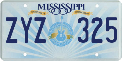 MS license plate ZYZ325