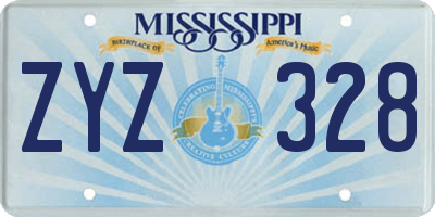 MS license plate ZYZ328