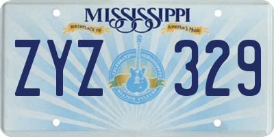 MS license plate ZYZ329