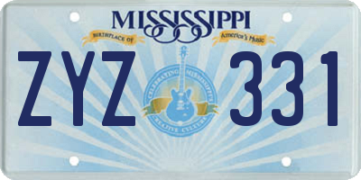 MS license plate ZYZ331