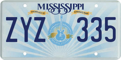 MS license plate ZYZ335