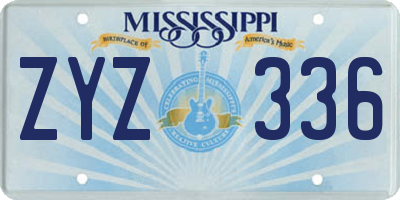 MS license plate ZYZ336