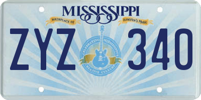 MS license plate ZYZ340