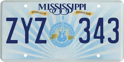MS license plate ZYZ343