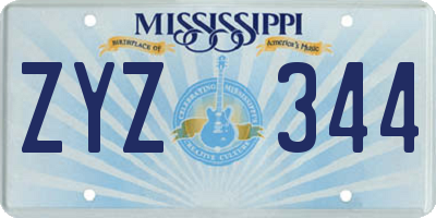 MS license plate ZYZ344