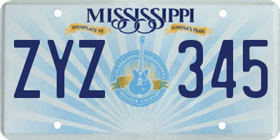 MS license plate ZYZ345